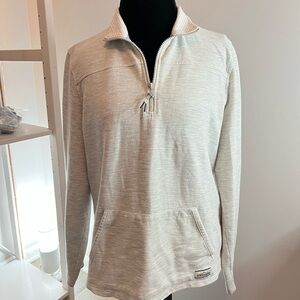 SALE 2/$20 Orvis grey 1/4 zip sweatshirt pockets & grey/white print lining